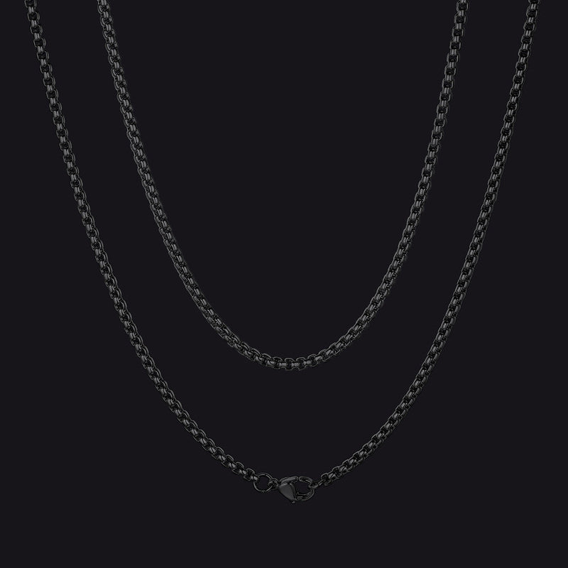 Hollow Rolo Box Link Chain Necklace for , 3/6mm Width