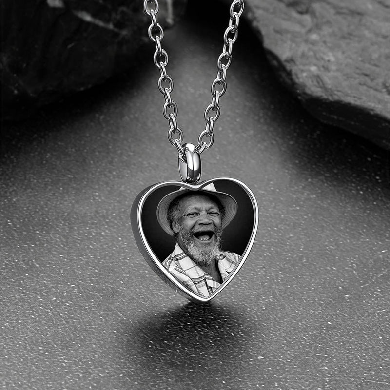 Custom Heart Urn Picture Pendant Necklaces for Ashes