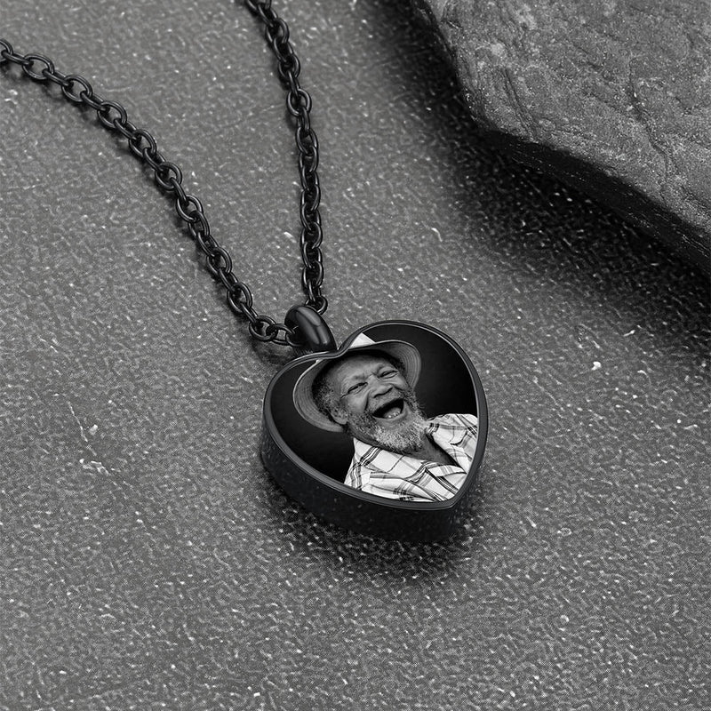 Custom Heart Urn Picture Pendant Necklaces for Ashes