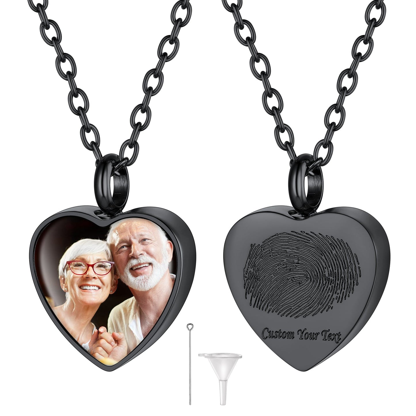 Custom Heart Urn Picture Pendant Necklaces for Ashes