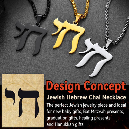 Hebrew Chai Letters Amulet Necklace for