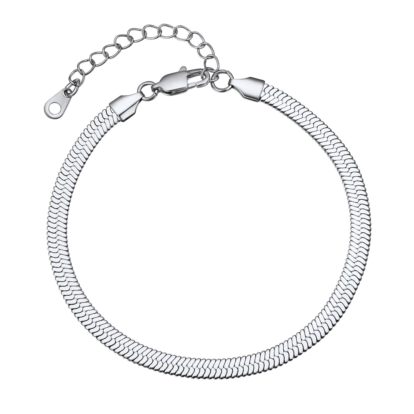 Stainless Steel Flat Snake Chain Anklet Bracelet for