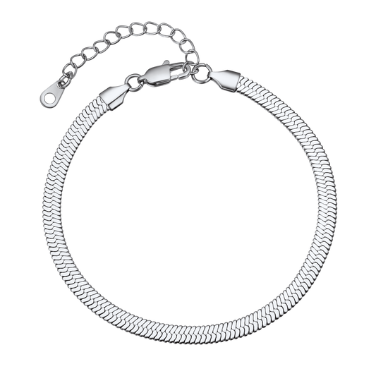 Stainless Steel Flat Snake Chain Anklet Bracelet for