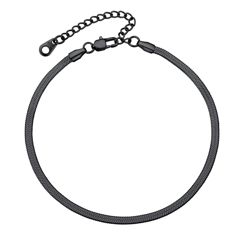 Stainless Steel Flat Snake Chain Anklet Bracelet for