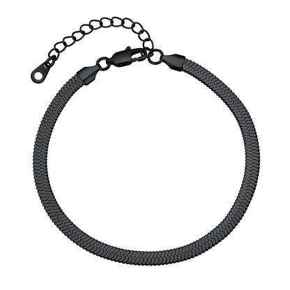 Stainless Steel Flat Snake Chain Anklet Bracelet for