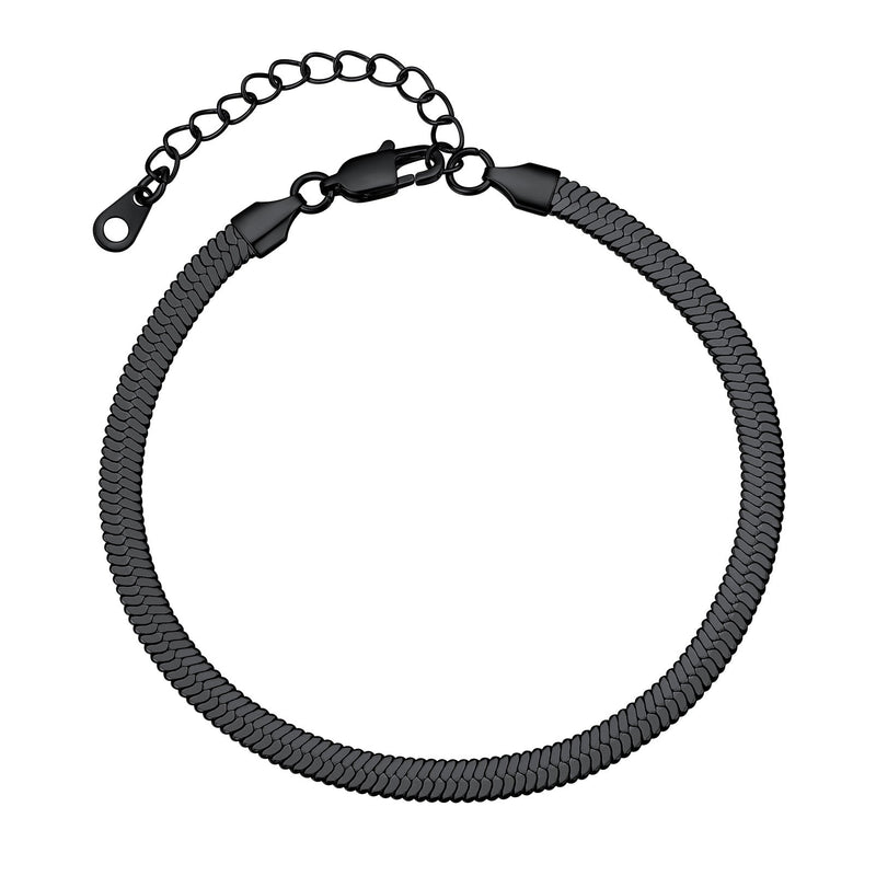 Stainless Steel Flat Snake Chain Anklet Bracelet for