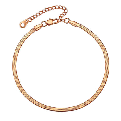Stainless Steel Flat Snake Chain Anklet Bracelet for