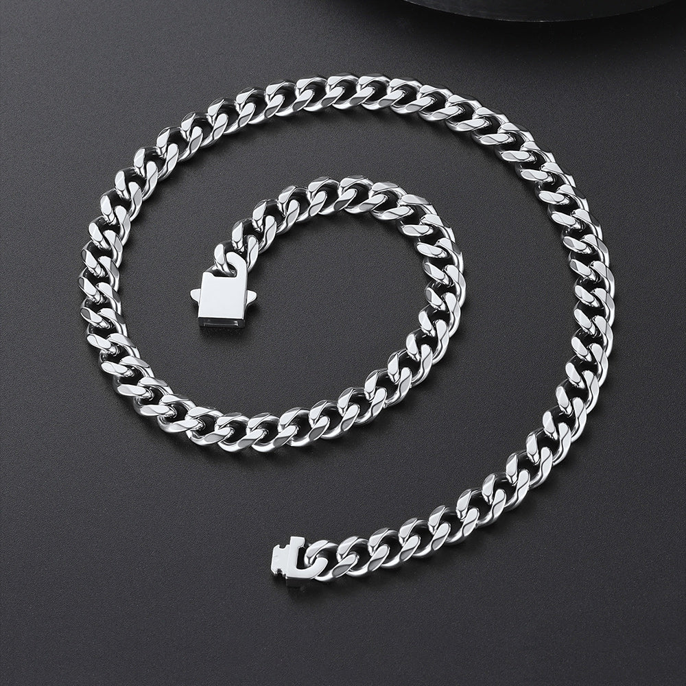 Hip Hop Cuban Chain Necklace for Huasband Boyfriends Gift 6/9/12mm Width