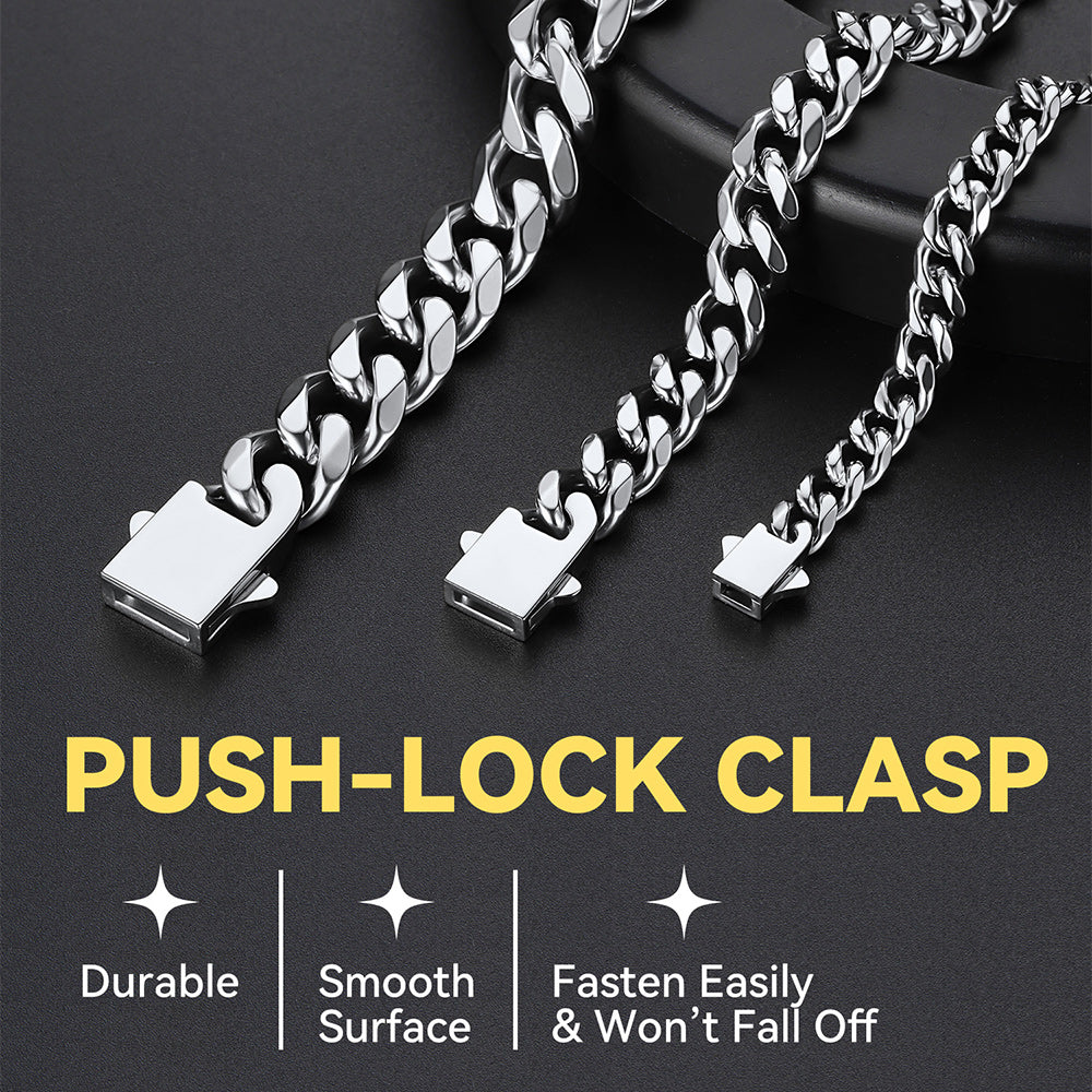 Hip Hop Cuban Chain Necklace for Huasband Boyfriends Gift 6/9/12mm Width
