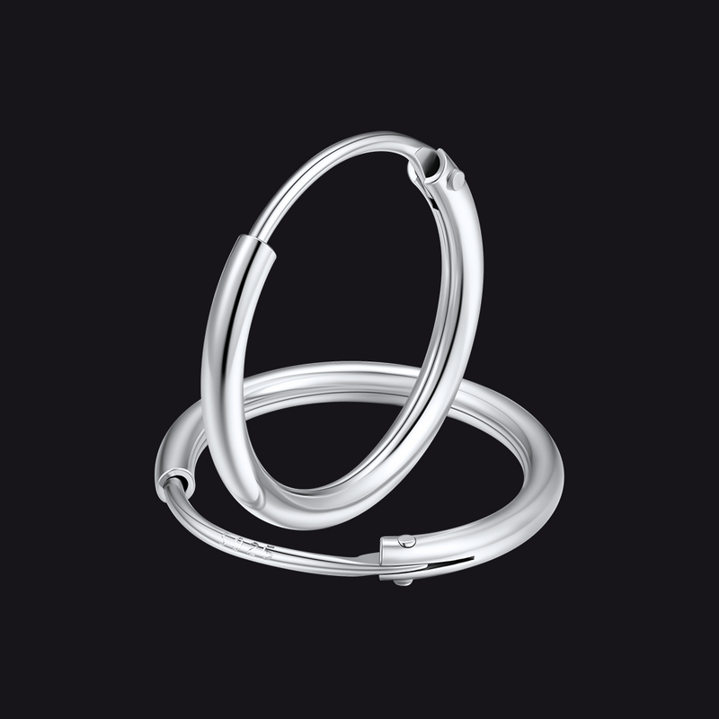 Classic Sterling Silver Piercing Hollow Hoop Earrings for