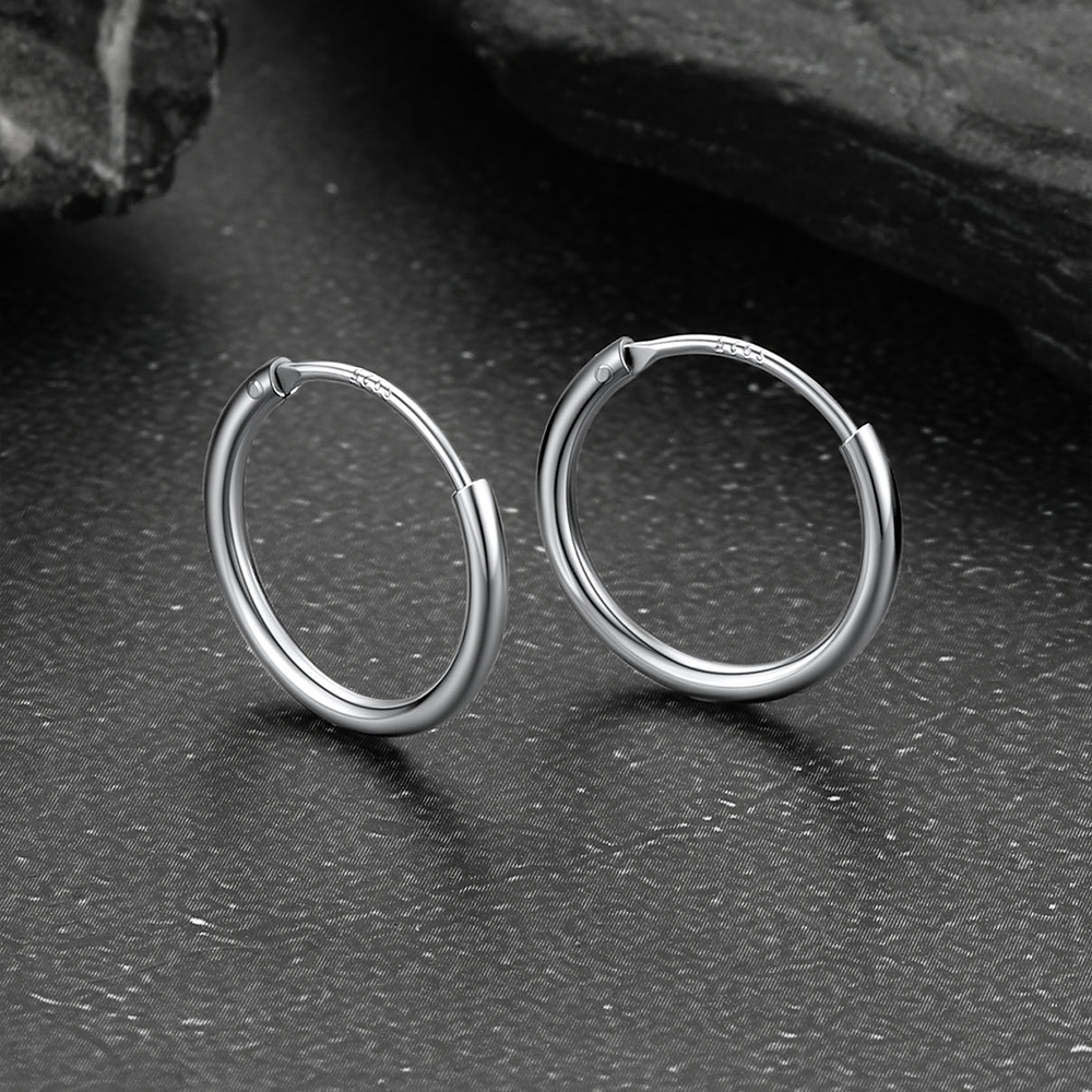 Classic Sterling Silver Piercing Hollow Hoop Earrings for