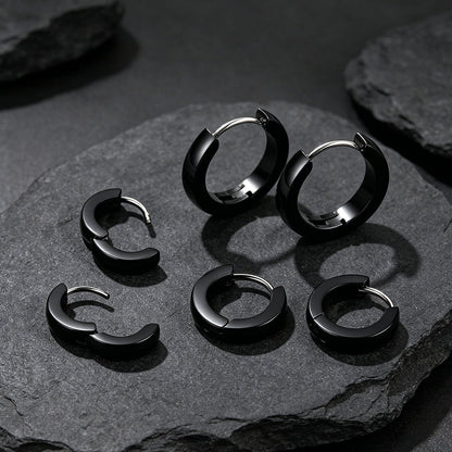 Classic Stainless Steel Huggie Hoop Earrings Set for 3 Piece