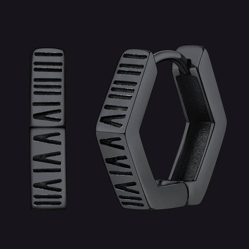 Roman Numerals Hexagon Hoop Earrings for