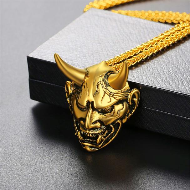 Faithheart Demon Hannya Mask Pendant Necklace for