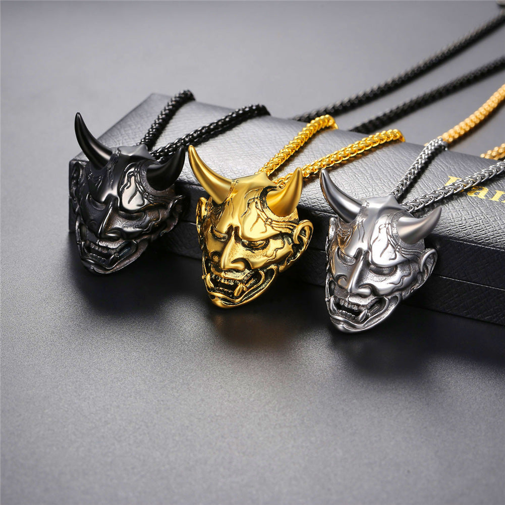 Faithheart Demon Hannya Mask Pendant Necklace for