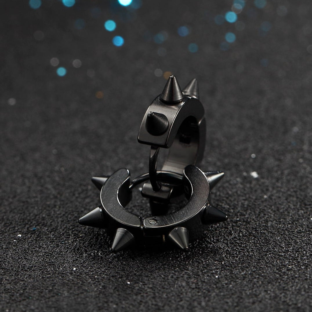 Punk Spike Rivet Huggie Hoop Earrings for