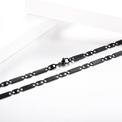 Flash Black Flat Mariner Chain Necklace for