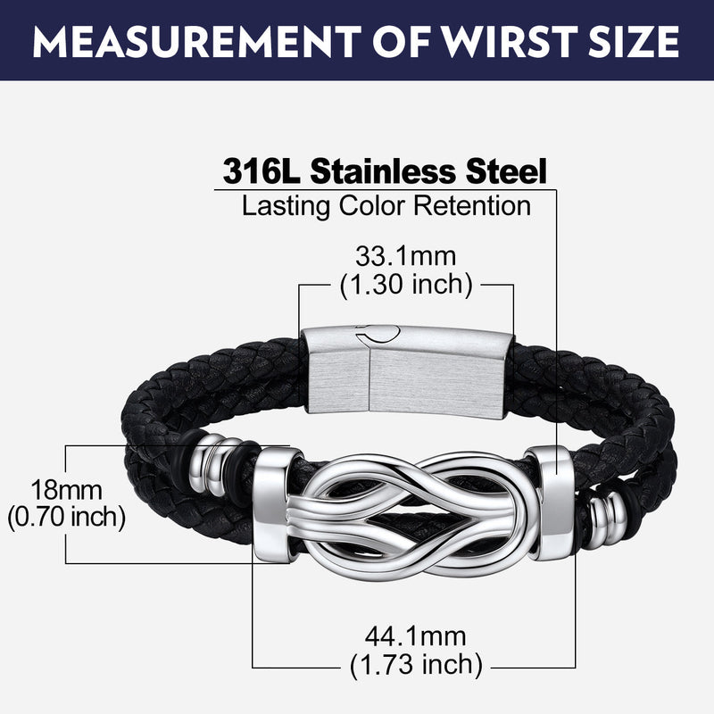 Customized Infinity Love Knot Leather Bracelet for