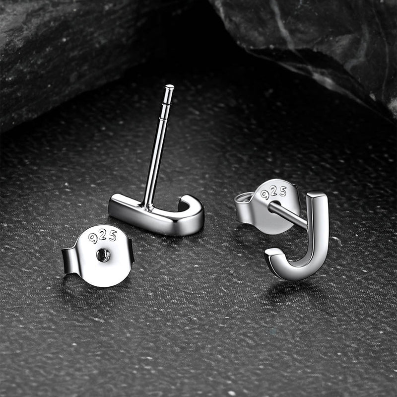 Sterling Silver Tiny Initial Letter Earrings Alphabet Studs for
