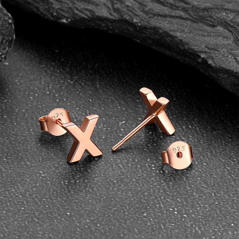 Sterling Silver Tiny Initial Letter Earrings Alphabet Studs for