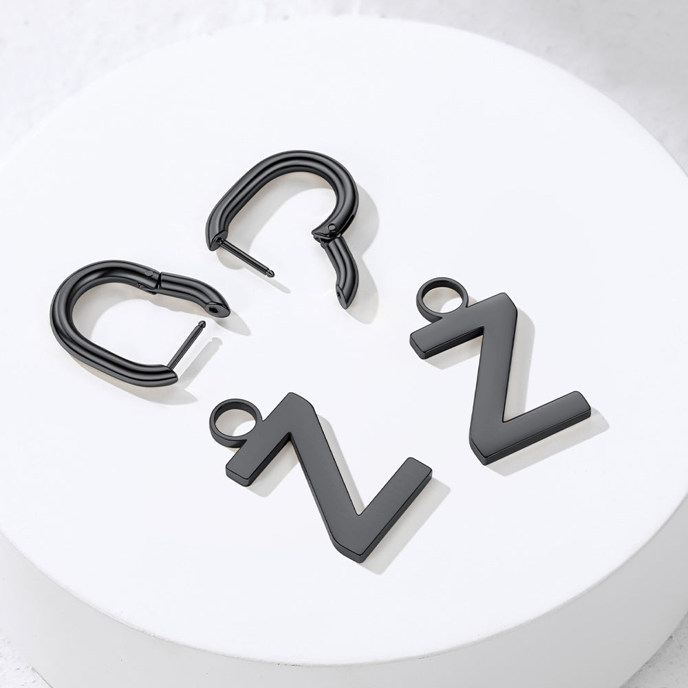Hypoallergenic Initial Letter Dangle Earrings for