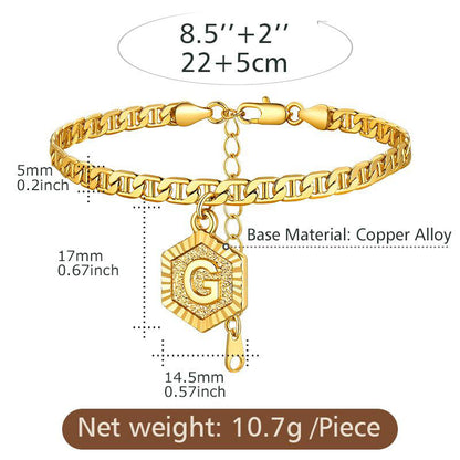 Initials A-z Chain Link Ankle Bracelet Gift for