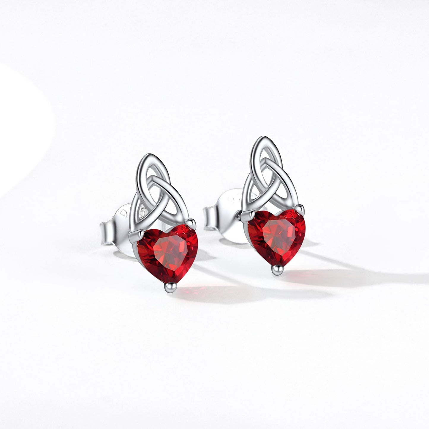 Sterling Silver Irish Celtic Knot Birthstone Stud Earrings for