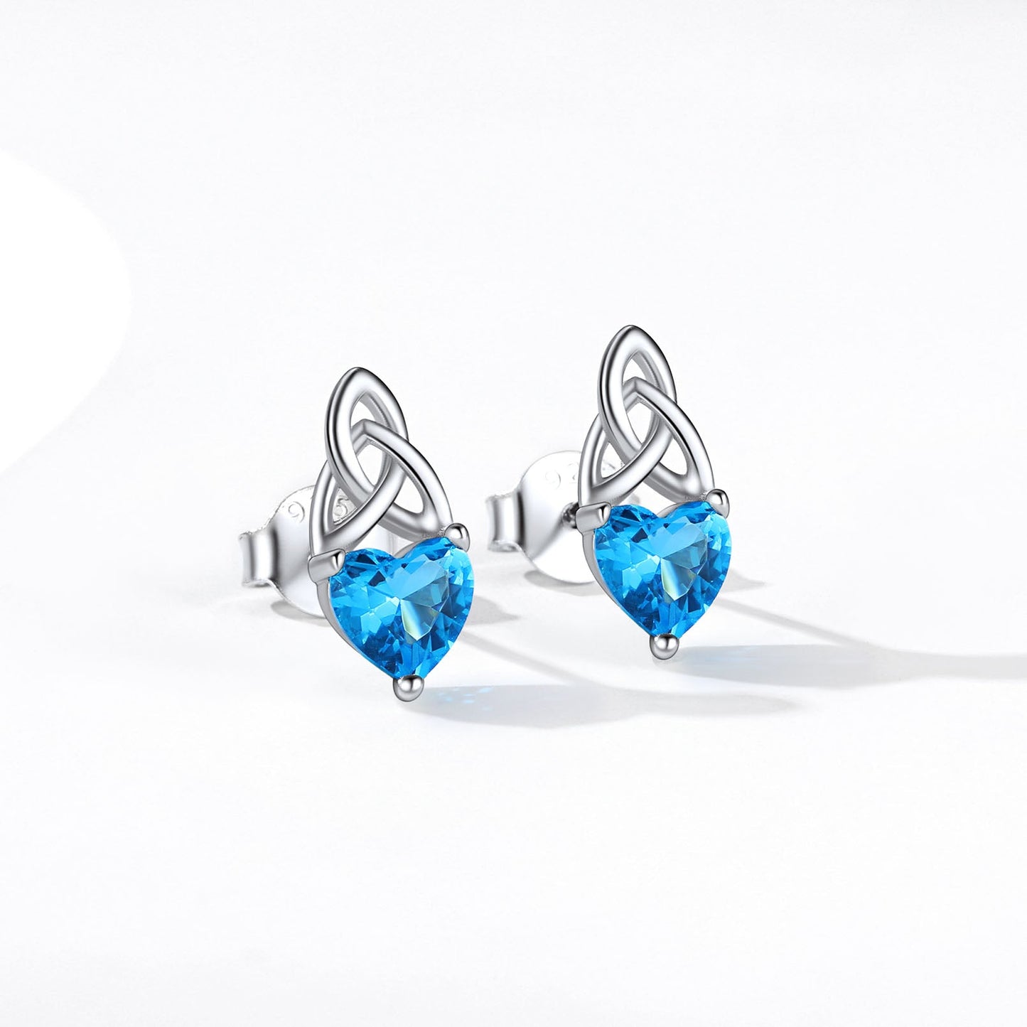 Sterling Silver Irish Celtic Knot Birthstone Stud Earrings for