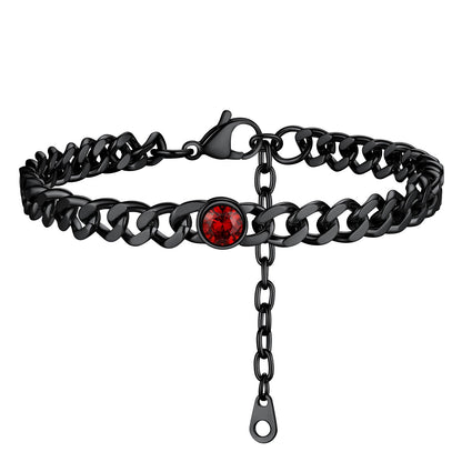 Personalized Birthstone Cuban Link Anklet for
