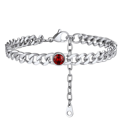 Personalized Birthstone Cuban Link Anklet for