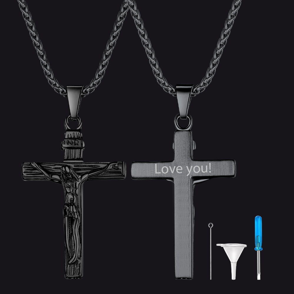 Christian Crucifix Cross Urn Necklace for Ashes Memorial Gift