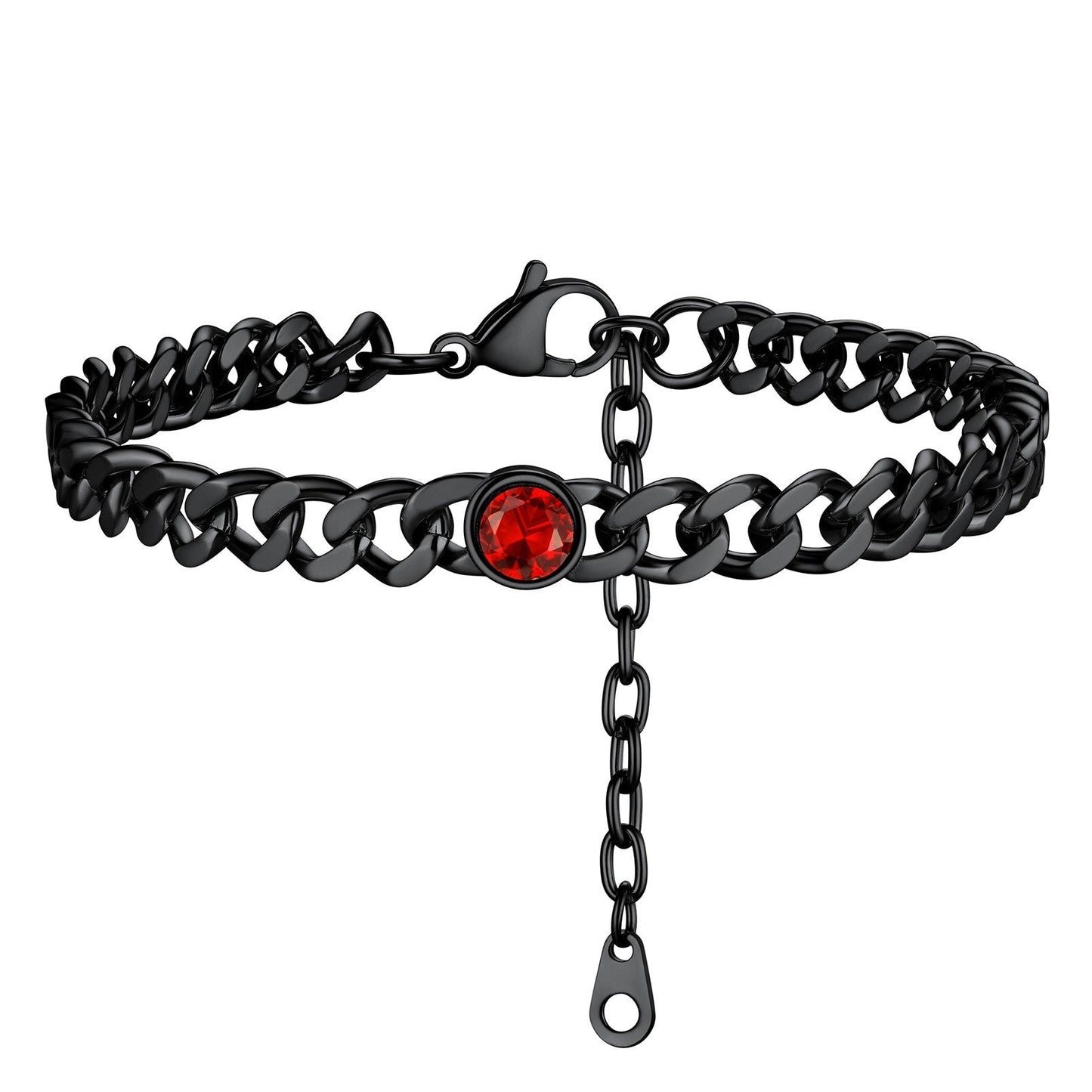 Personalized Birthstone Cuban Link Anklet for