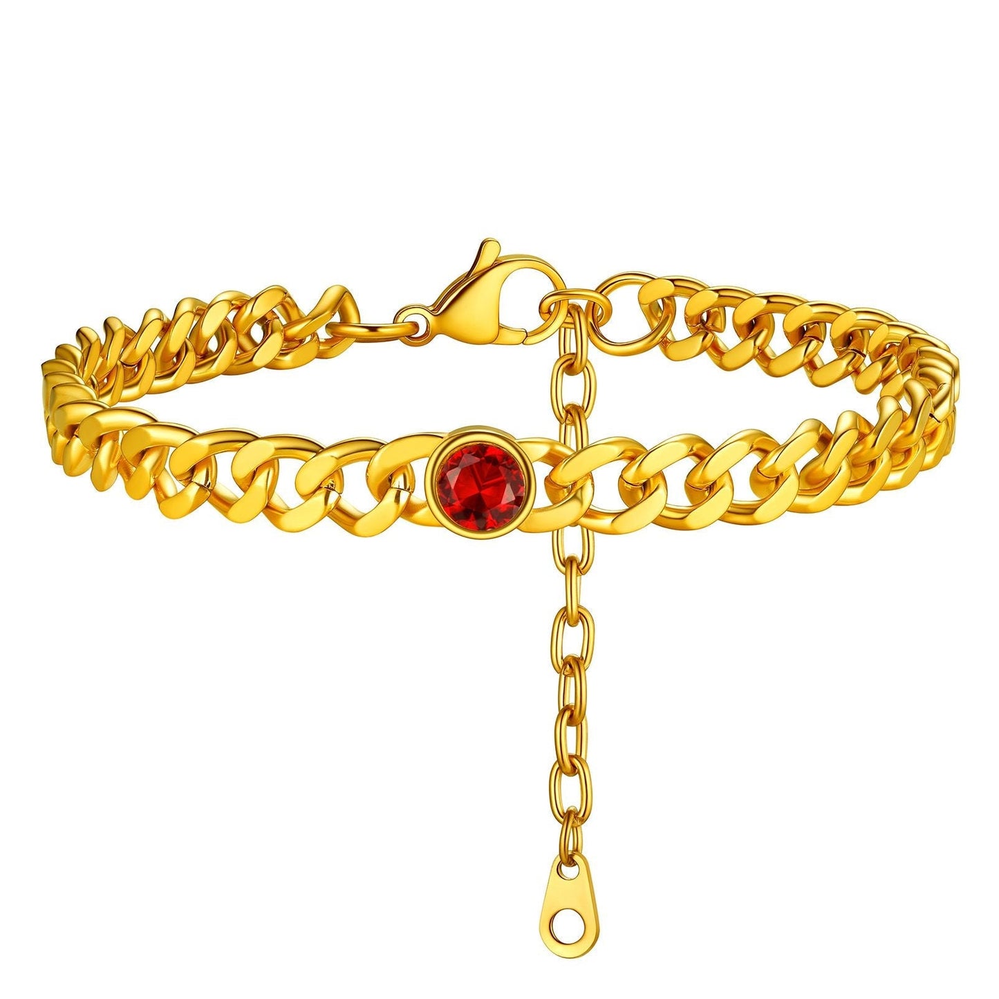 Personalized Birthstone Cuban Link Anklet for