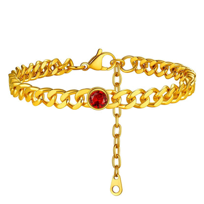 Personalized Birthstone Cuban Link Anklet for