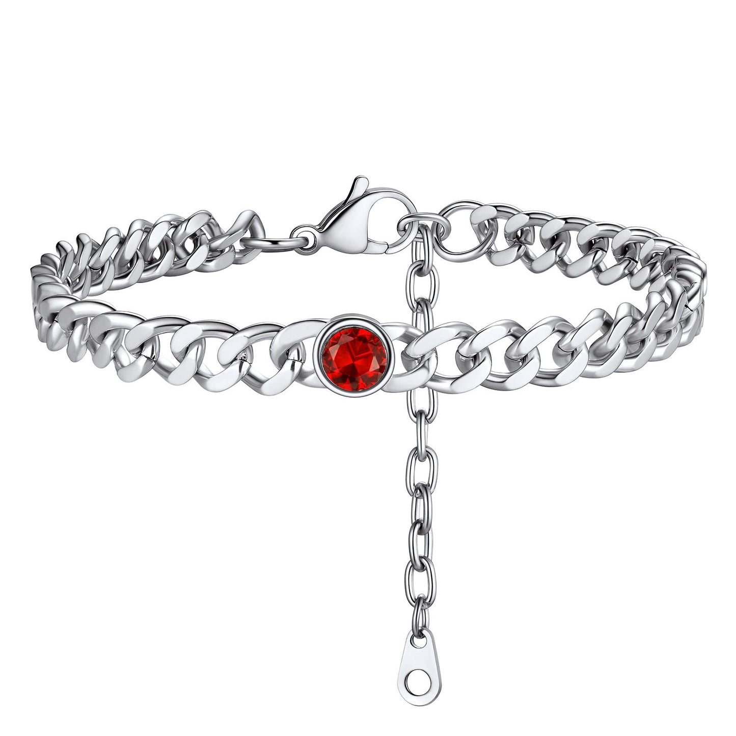 Personalized Birthstone Cuban Link Anklet for