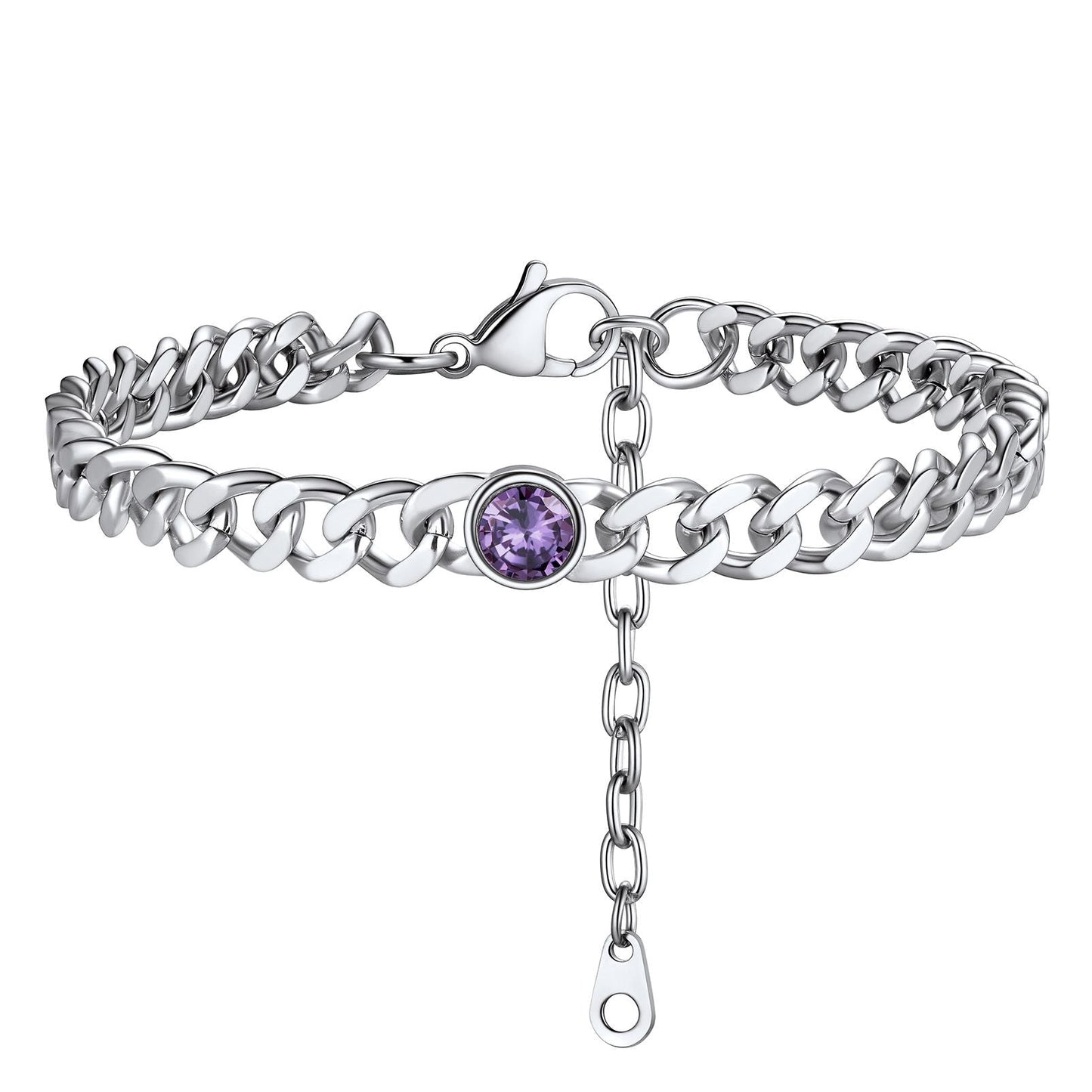 Personalized Birthstone Cuban Link Anklet for