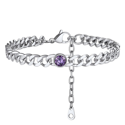 Personalized Birthstone Cuban Link Anklet for
