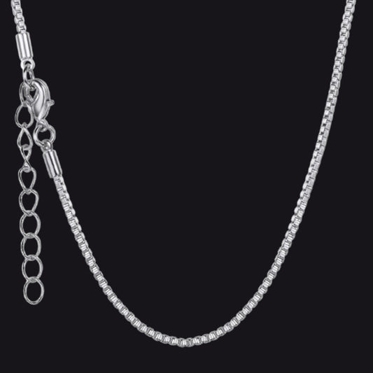 1.5mm Width Minimalist Box Chain Link Necklace for