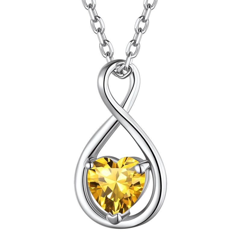925 Sterling Silver Birthstone Infinity Necklace for