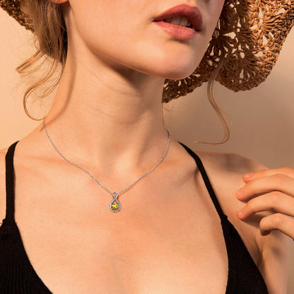 925 Sterling Silver Birthstone Infinity Necklace for