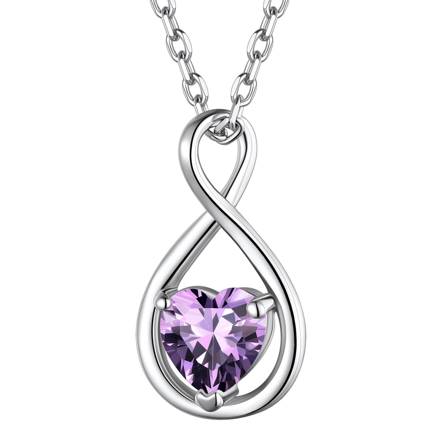 925 Sterling Silver Birthstone Infinity Necklace for