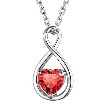 925 Sterling Silver Birthstone Infinity Necklace for