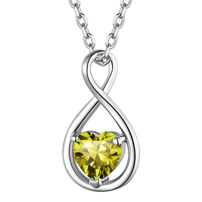 925 Sterling Silver Birthstone Infinity Necklace for