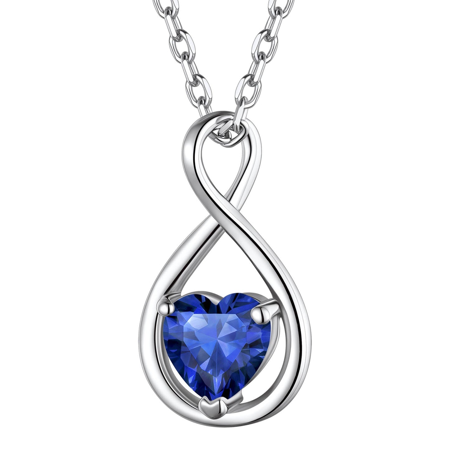 925 Sterling Silver Birthstone Infinity Necklace for