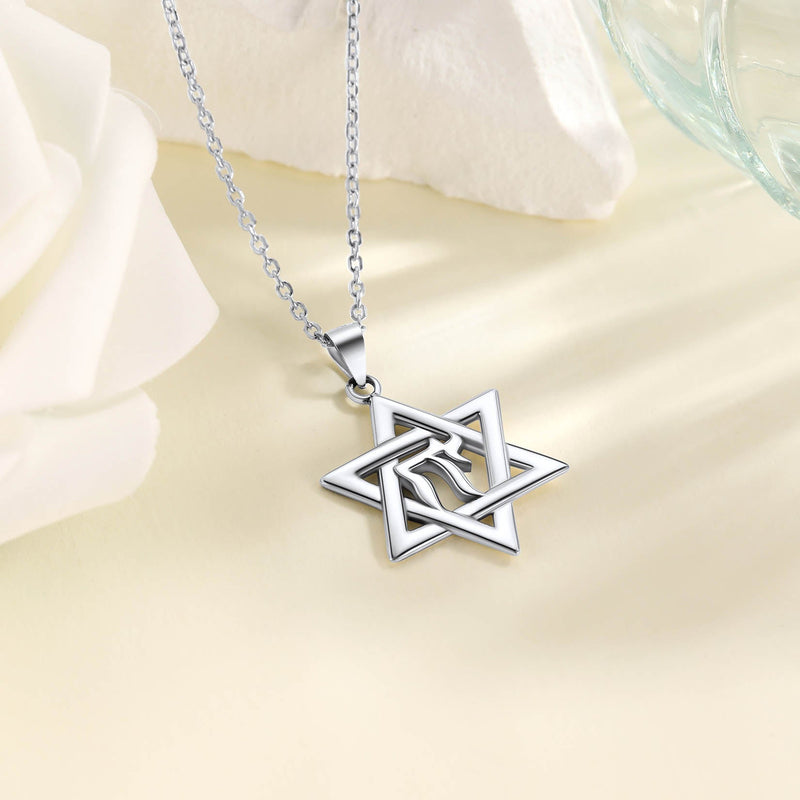 Silver Hebrew Jewish Pendant Necklace for