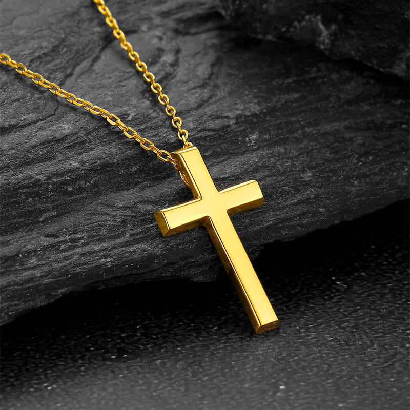 Sterling Silver Minimalist Cross Necklace Christian Faith Pendant for