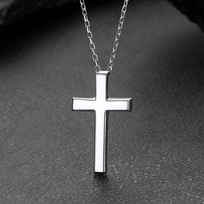Sterling Silver Minimalist Cross Necklace Christian Faith Pendant for