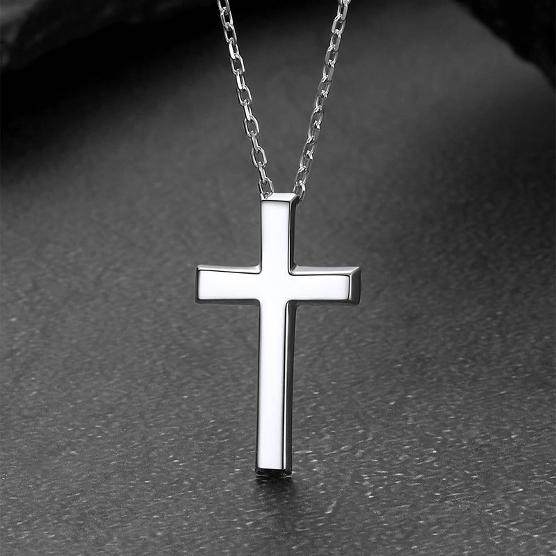 Sterling Silver Minimalist Cross Necklace Christian Faith Pendant for
