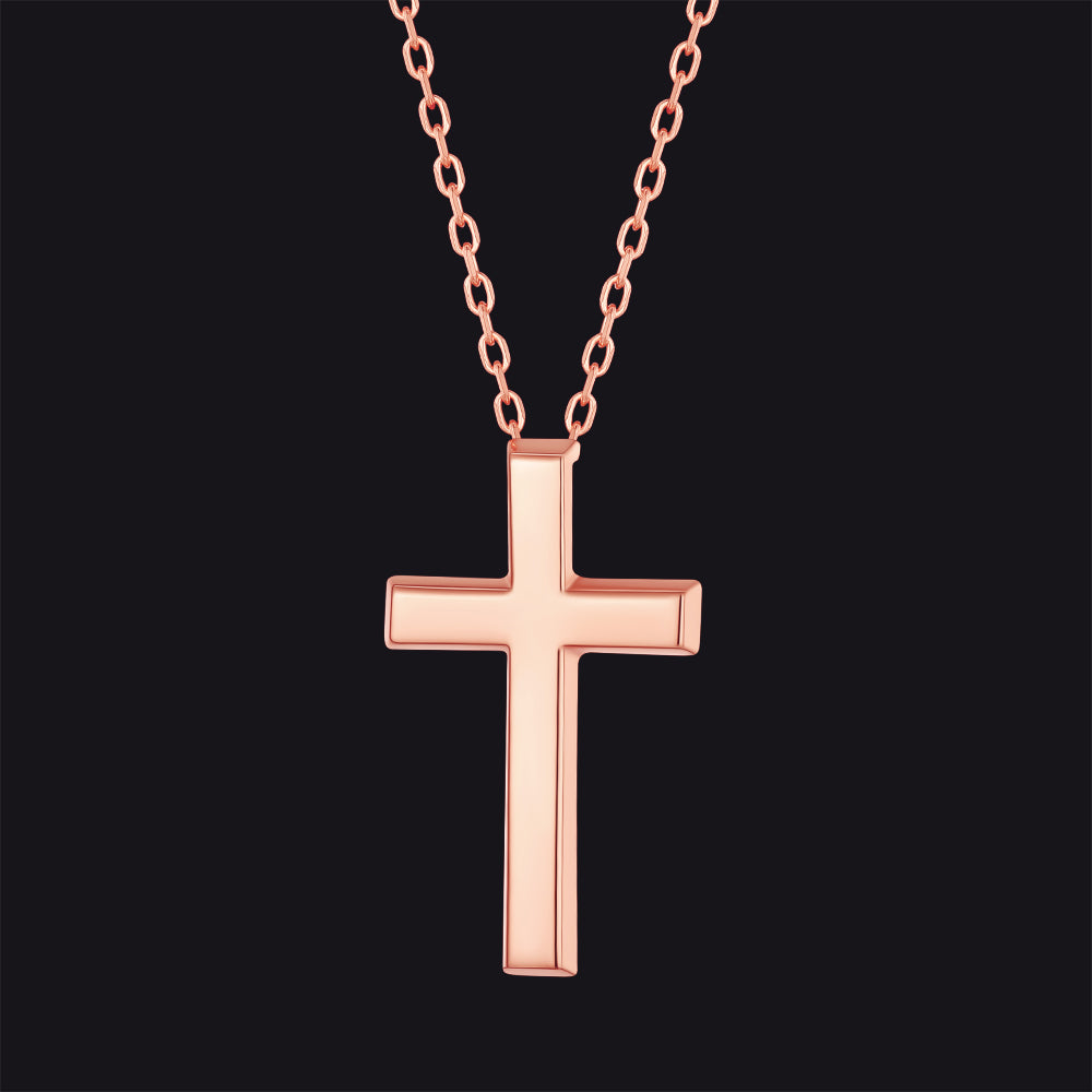 Sterling Silver Minimalist Cross Necklace Christian Faith Pendant for