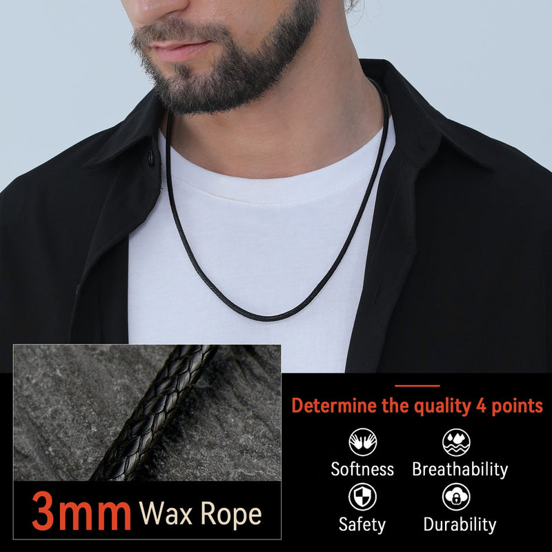 Braided Leather Cord Chain Wax Rope Necklace for 2mm/3mm